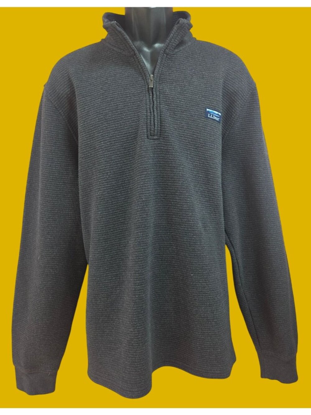 L.L. Bean Mens 1/4 Zip Gray Ribbed Jacket XL